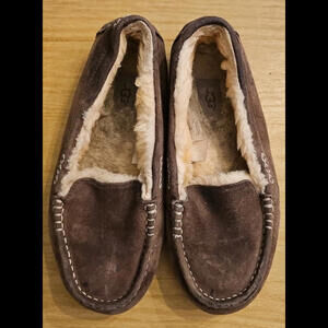 UGG Ansley Slipper Women's Size 8 Brown Sherpa Slip on Slippers Moccasin 3312
